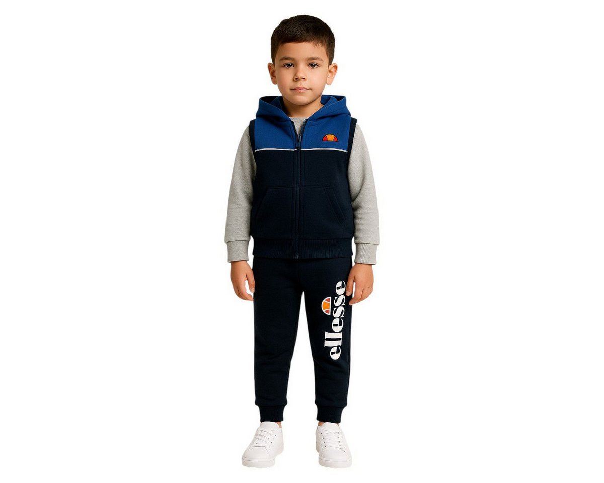 Ellesse Sportanzug Ellesse Jungen Trainingsanzug mit Weste 3 Teile (Junmgen Weste + Sweatshirt + Jogginghose)