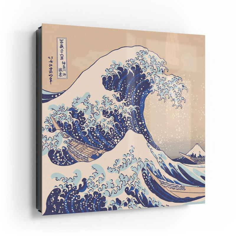 DEQORI Schlüsselkasten 'Große Welle vor Kanagawa', Glas Schlüsselbox modern magnetisch beschreibbar