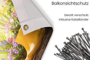 MuchoWow Balkonsichtschutz Blumen - Farben - Gartengeräte (1-St) Balkonbanner, Sichtschutz für den Balkon, Robustes und wetterfest