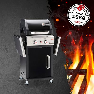 LANDMANN Gasgrill Triton PTS 2.0 Deckelthermometer schwarz, Kompaktgrill Balkon