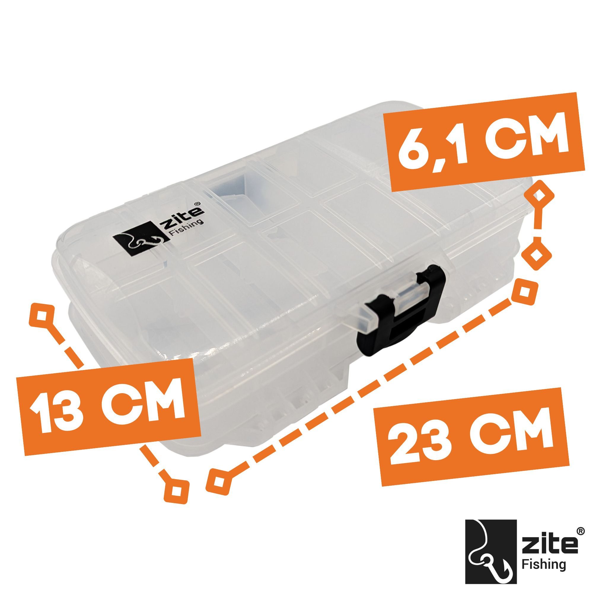 Zite Angelkoffer Double Face Tacklebox 18 Fächer 23x13x6,1cm Metallköder & mehr Angeln