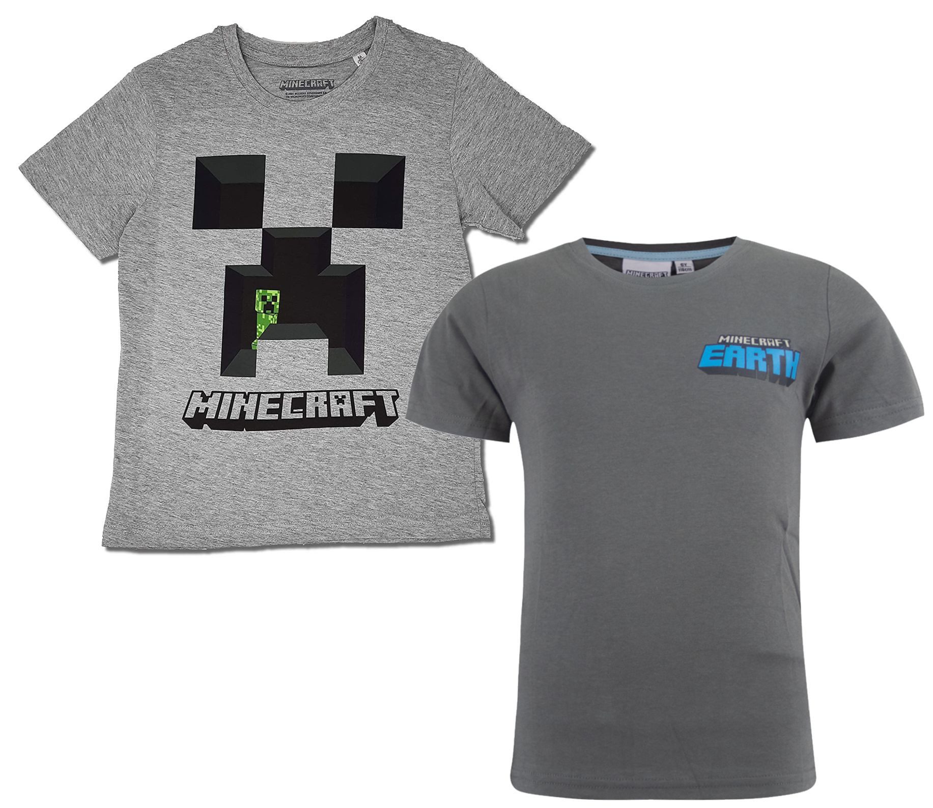 Minecraft Print-Shirt 2x Minecraft Kinder T-Shirts JUngen + Mädchen Gr.128 - 6 7 8 9 Jahre
