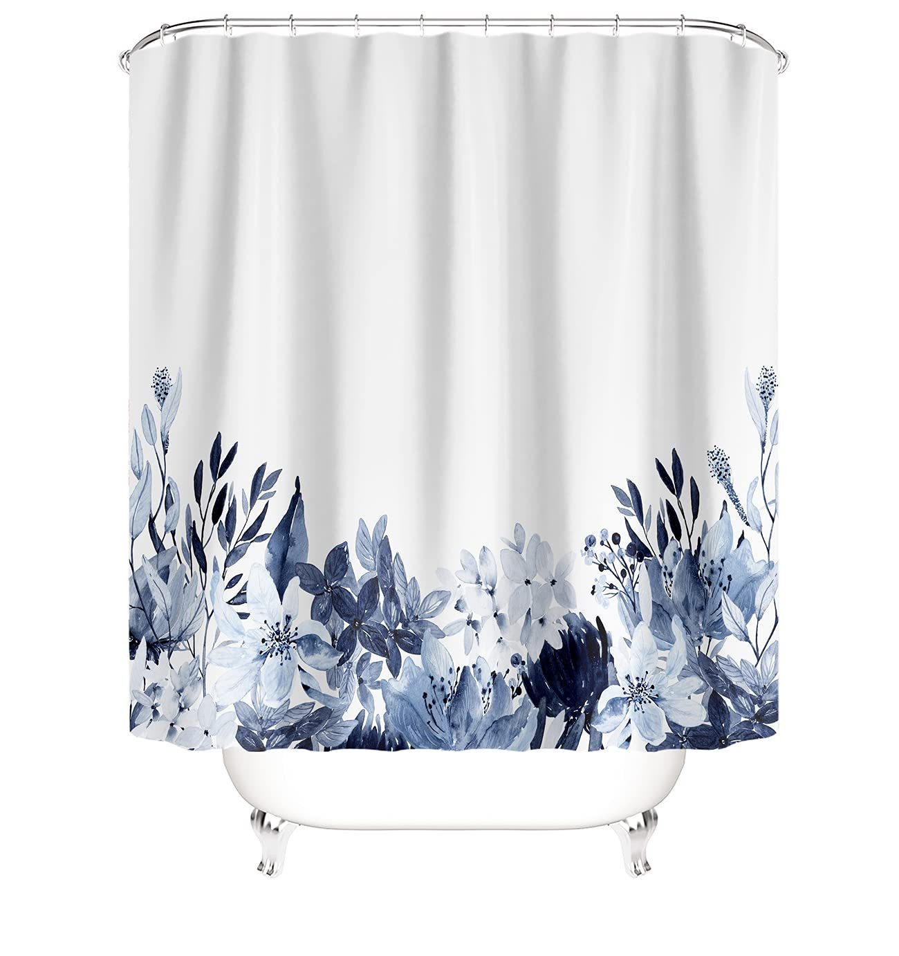 M&W DAS DESIGN Duschvorhang Shower curtains Anti schimmel Waschbar 180x200cm Blauweiß pflanzen – Bild 2 von 5