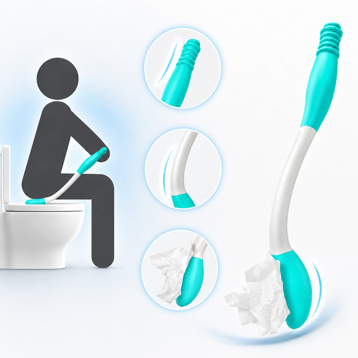 VEKROBOT Haltegriff Selbstreinigende Toilettenhilfe hygienisch, komfortabel diskret, Einfache Hilfsmittel zur Analhygiene