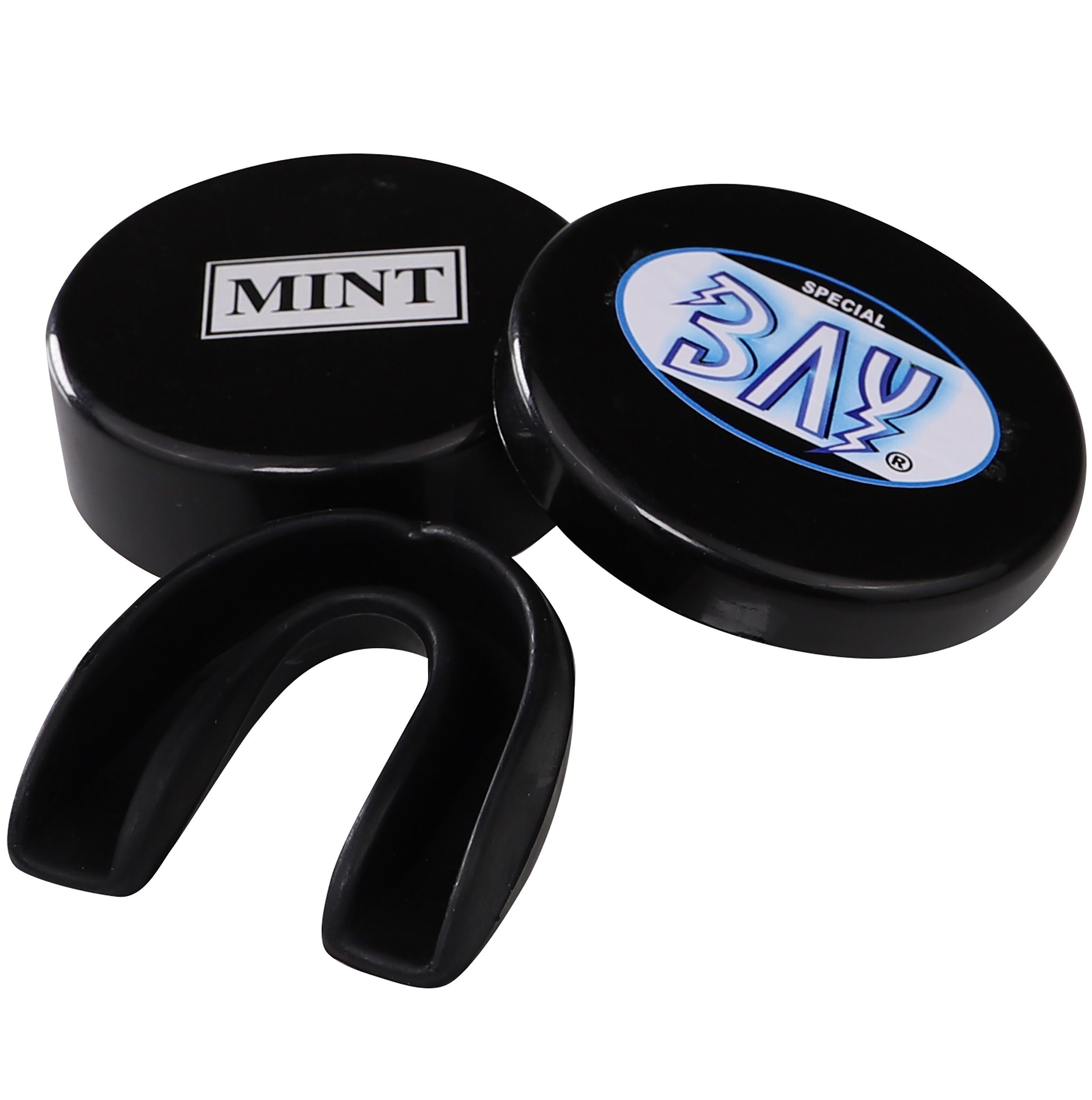 BAY-Sports Zahnschutz Zahnschützer mit Pfefferminz Aroma Boxen schwarz Mundschutz Sport (Für Vollkontakt geeignet, Minz Geschmack), Kampfsport, MMA, Krav Maga Judo Karate Ballsport Kickboxen Taekwondo