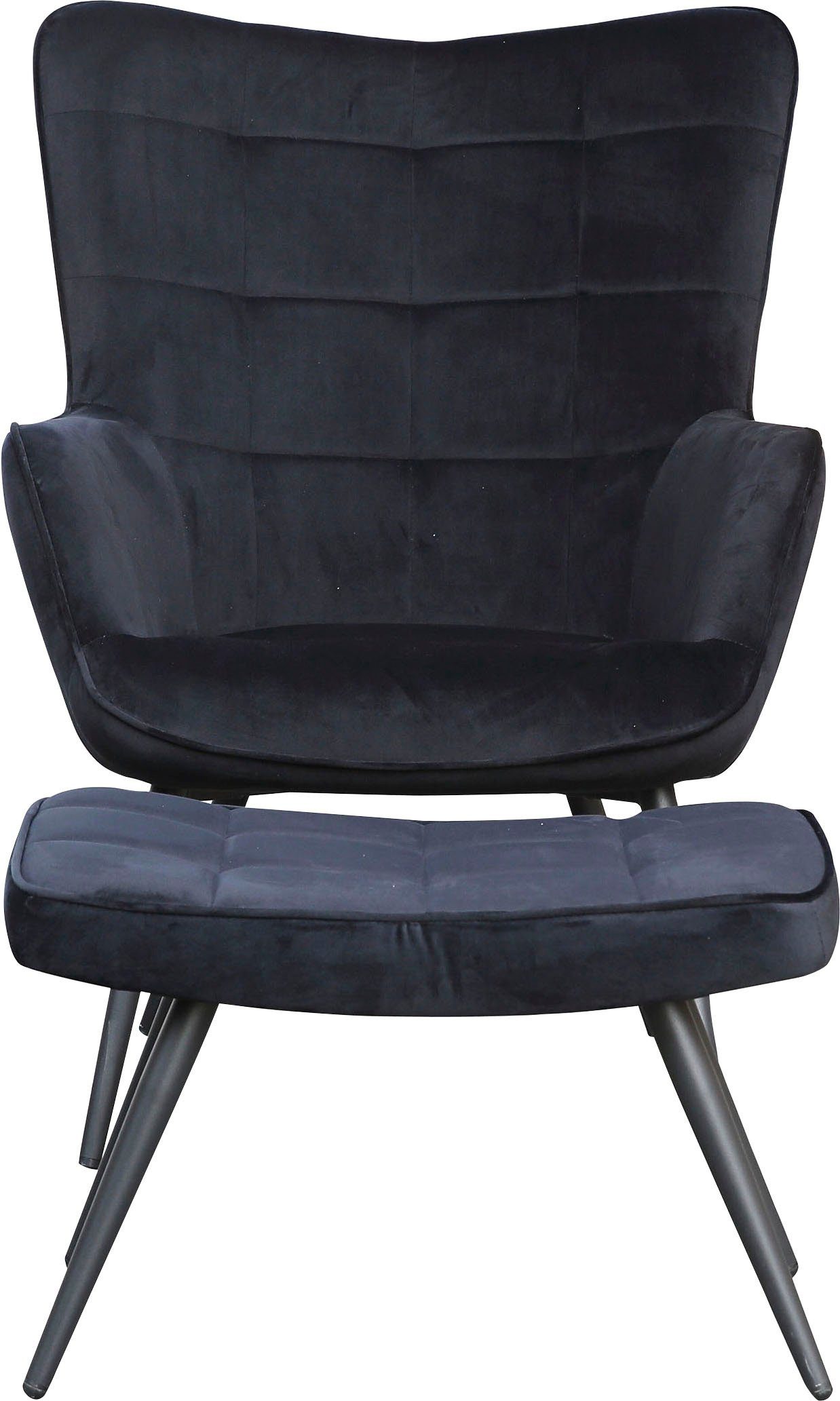 byLIVING Sessel Uta (1-St), wahlweise mit oder ohne Hocker, in Cord, Samt oder Webstoff schwarz | schwarz | Einzelsessel