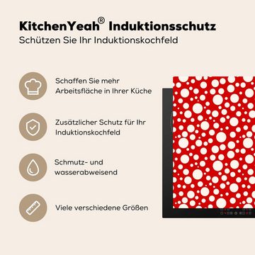 MuchoWow Herdblende-/Abdeckplatte Seifenblasen - Rot - Punkte - Muster, Vinyl, (1 tlg), 58x51 cm, Küchen Dekoration für Induktionsherd, Induktionskochfeld
