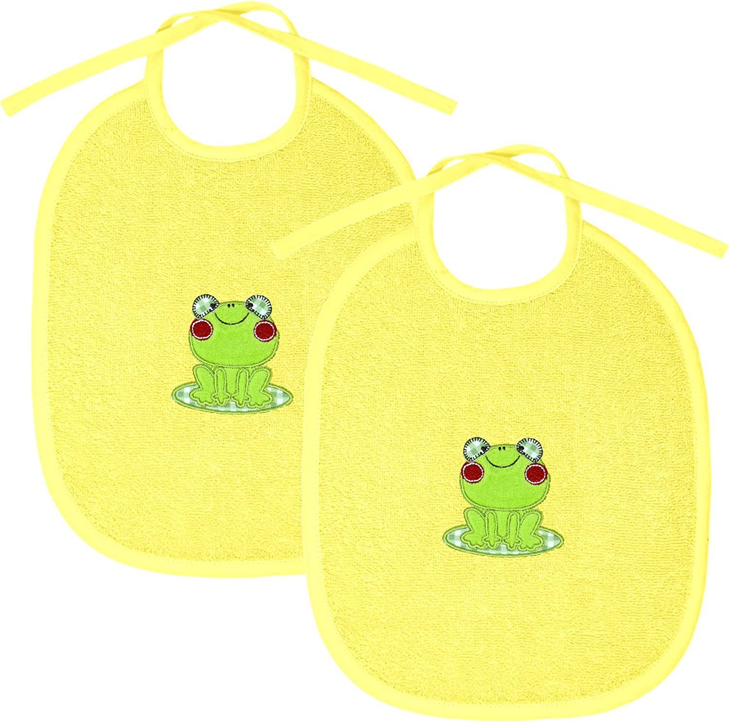 Lätzchen, Babylätzchen), Frosch 25x30 Sabberlätzchen Bestickte 2er gelb (Set, cm Lashuma