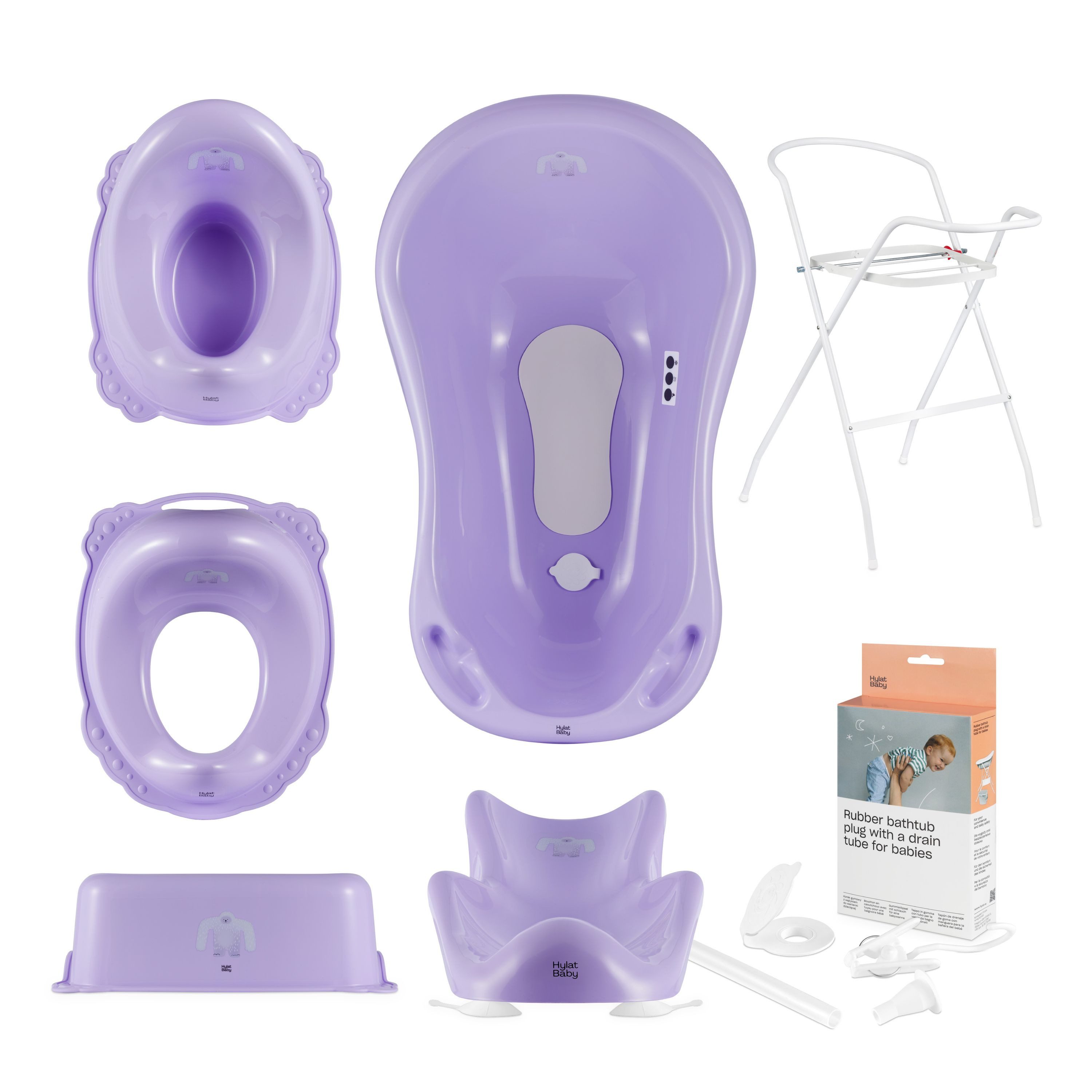 Hylat Baby Babybadewanne Baby Badewanne Set mit / ohne Gestell und Ванныsitz Yeti, (7-teiliges SET, 7-tlg), Babywanne set 7 - TÜV Rheinland zertifiziert