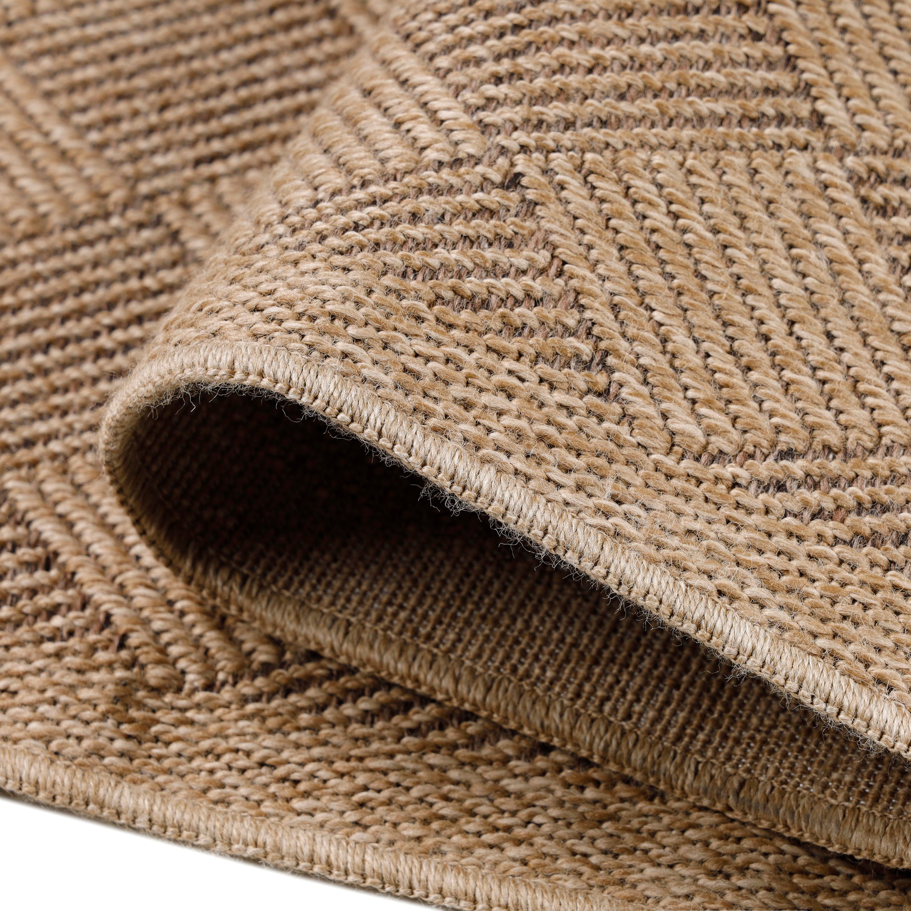SIMPEX24 Outdoorteppich Vintage Design, Läufer, Höhe: 5 mm, Outdoor Teppich Vintage Design Natur Optik für Küche Balkon Terrasse