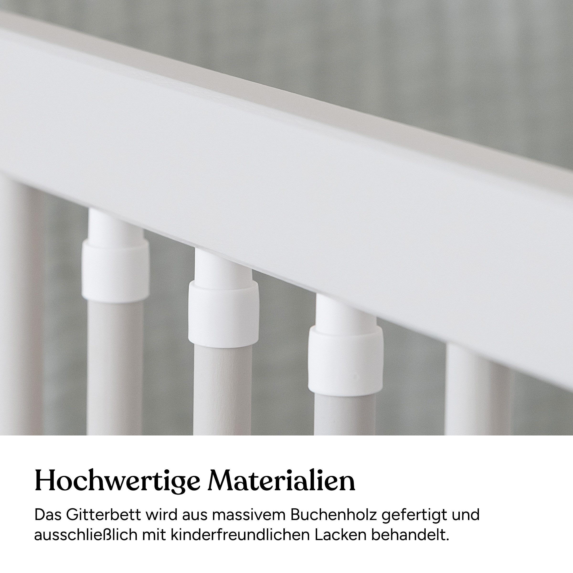 Ehrenkind Babybett PUR aus massivem Buchenholz, flexibel höhenverstellbar, Gitterbett, Kinderbett 9-Fach höhenverstellbar mit entnehmbaren Stangen Baby Bett – Bild 5 von 5