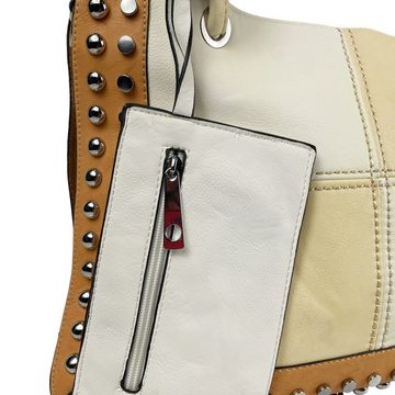Taschen4life Shopper große Damen Handtasche mit Nieten 8001-1 (Set), Handytasche abnehmbar, 2farbig