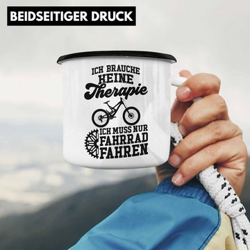 Trendation Thermotasse Trendation - Fahrrad Radfahrer Geschenk Rennrad Bike Geschenkideen Emaille Tasse Fahrradfahrer KaffeeEmaille Tasse Therapie