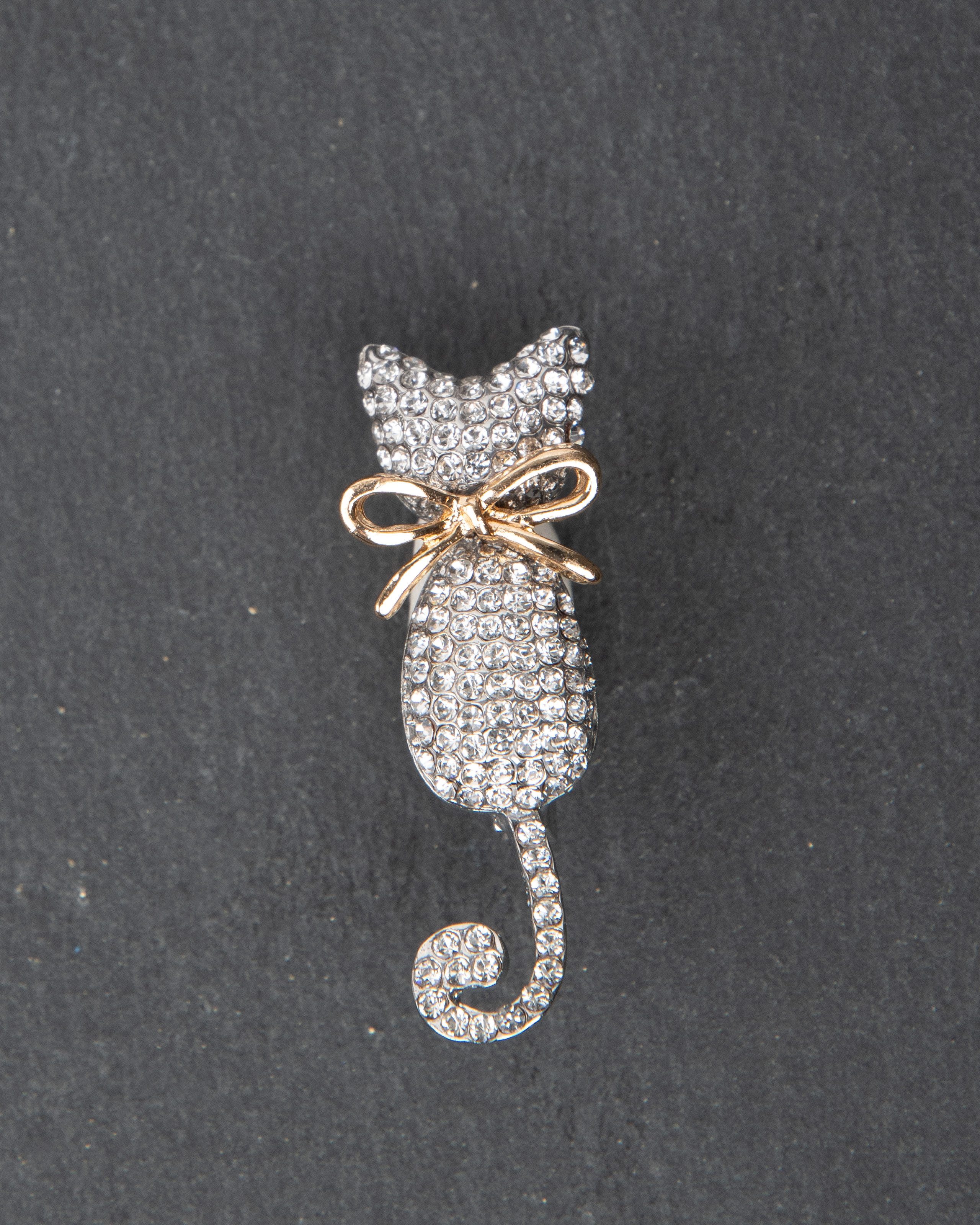 MayTree Brosche "Katze mit Schleife", mit Strass (Stück, 1-tlg), Metallbros günstig online kaufen