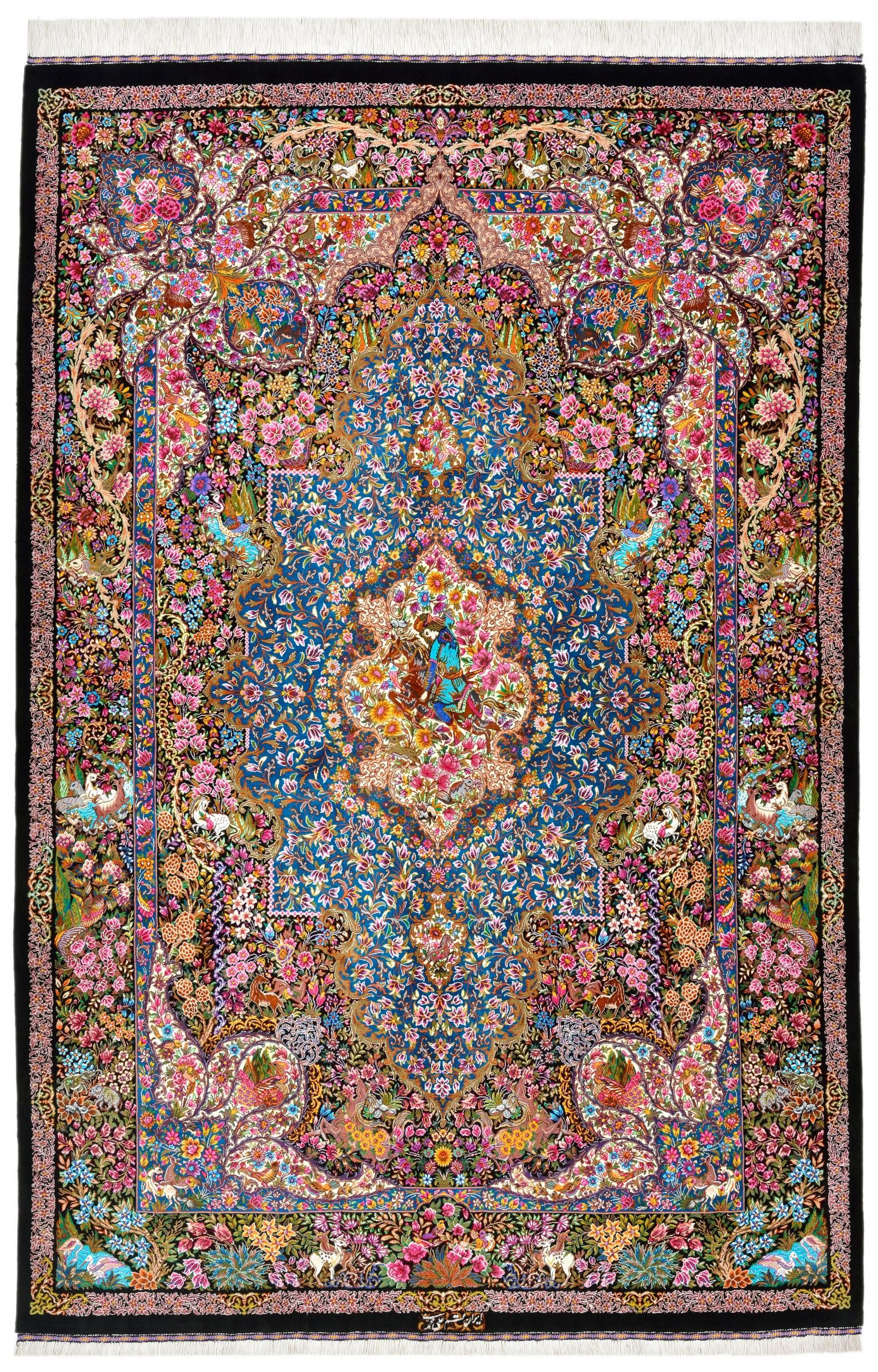 Nain Trading Seidenteppich Ghom Seide 137x202 Handgeknüpfter Orientteppich / Perserteppich, rechteckig, Höhe: 3 mm