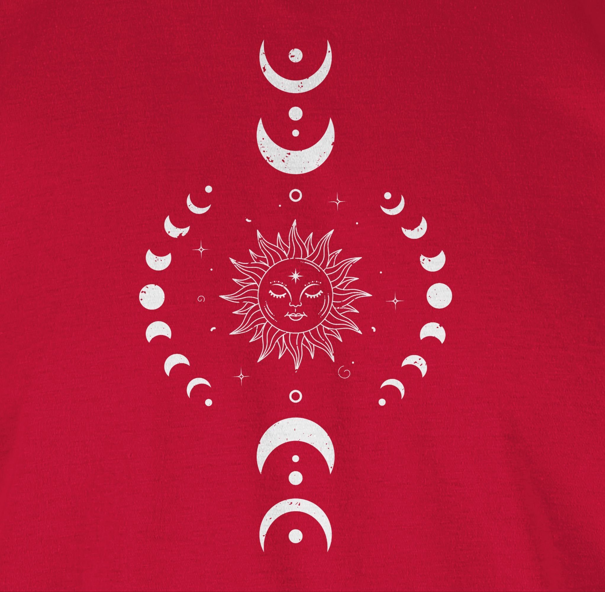 Shirtracer Rundhalsshirt Rot Mandala Yoga Mondphase Chakra Namaste 2 Yoga