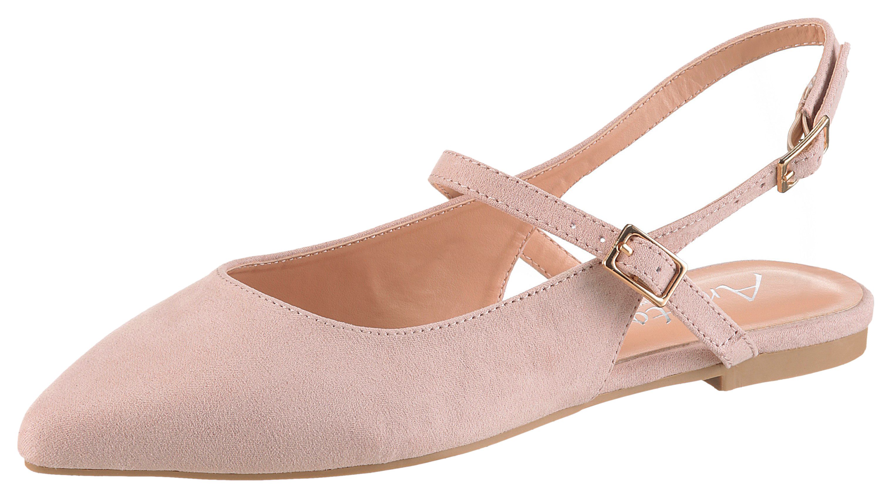 Aniston SHOES Slingpumps Flat, Sommerschuh, Riemchensandale - schmale Form