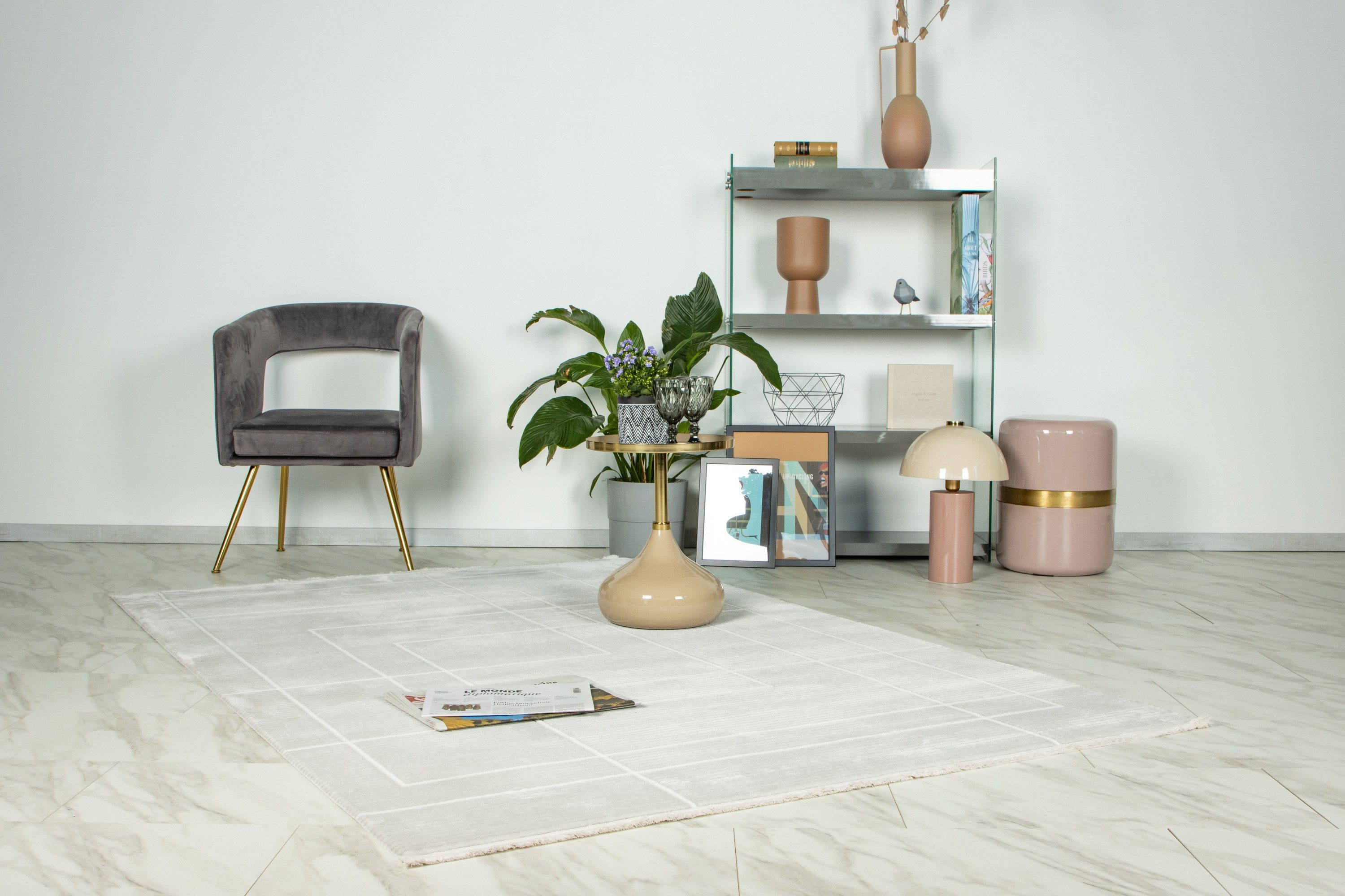 Kayoom Teppich Stage 125, rechteckig, Höhe: 11 mm, weicher Kurzflor, Hoch Tief Struktur, Wohnzimmer