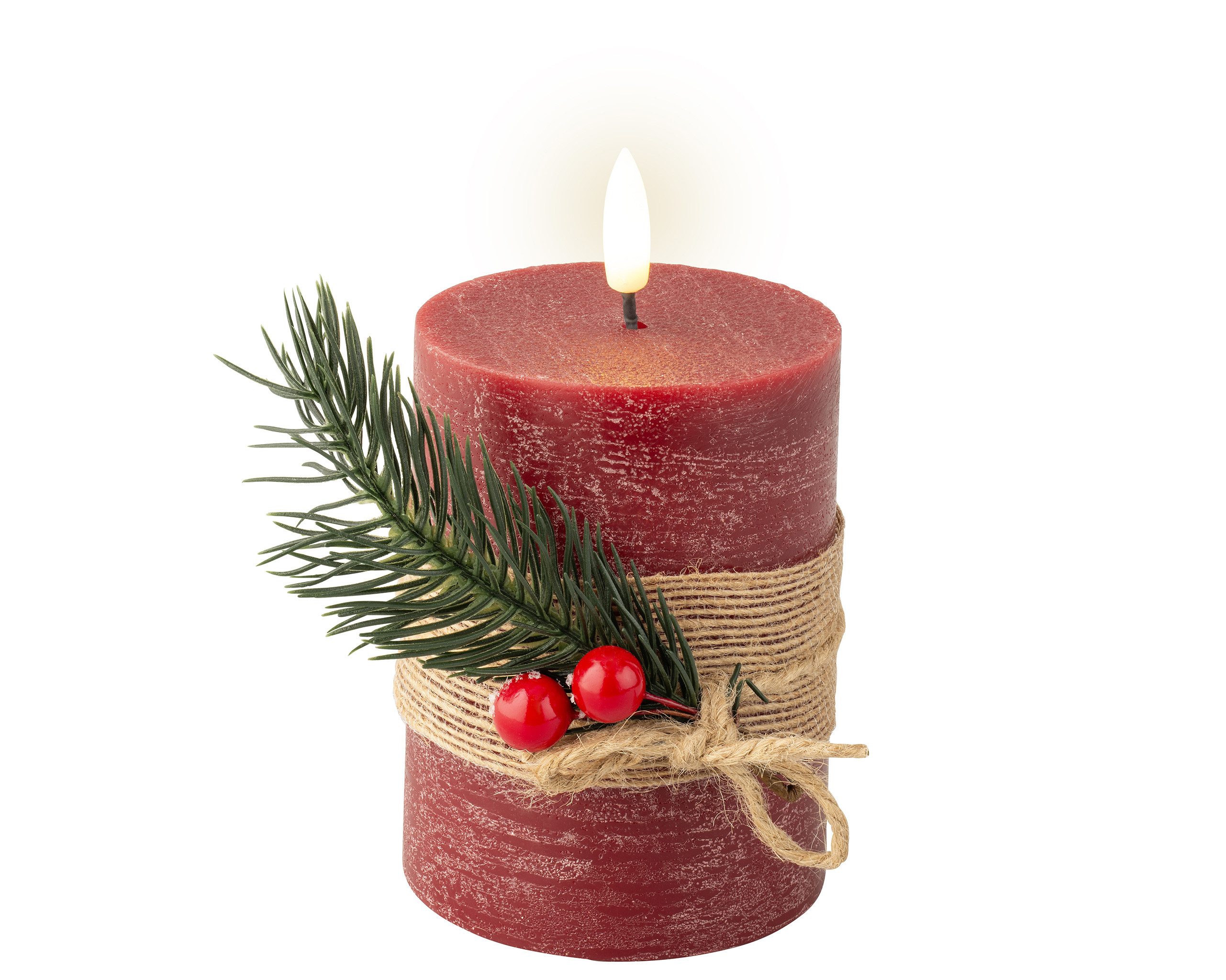 Lumineo LED-Kerze, LED Kerze mit Timerfunktion 7,5x13cm Wachs Rustik Bordea günstig online kaufen