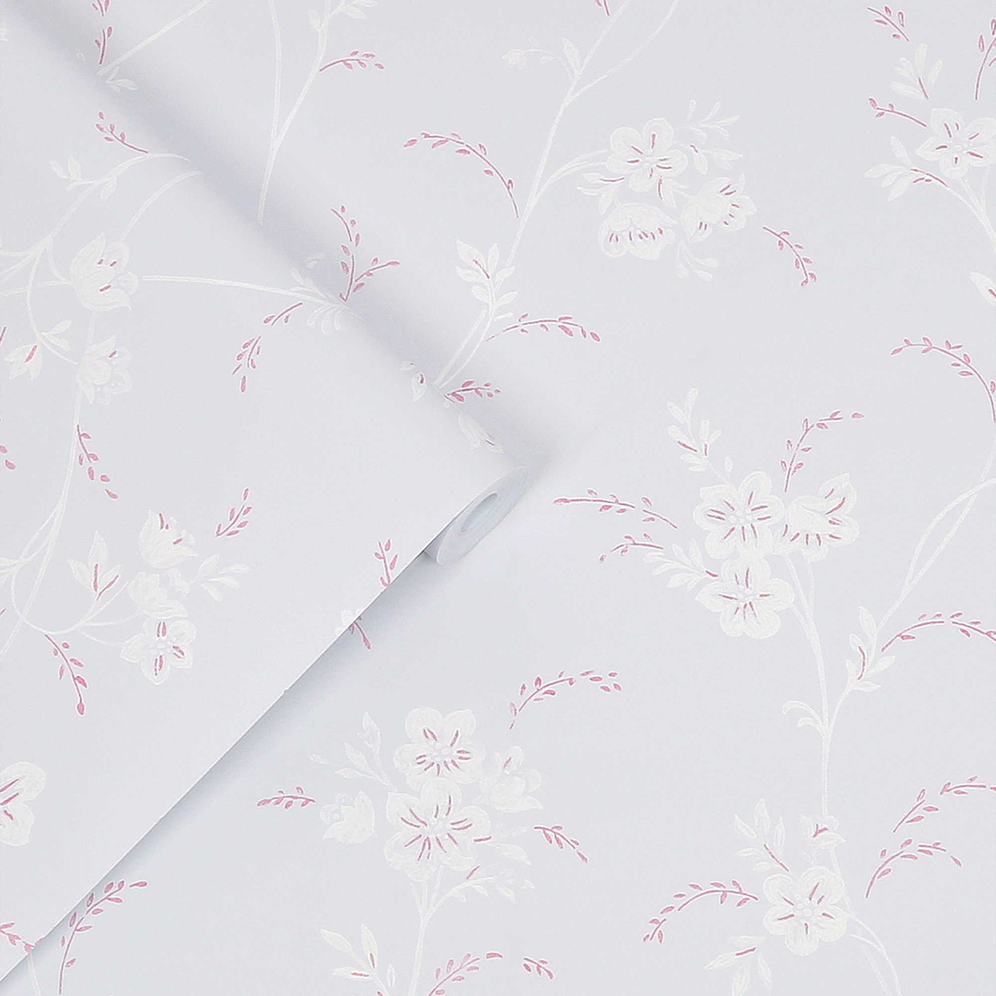 LAURA ASHLEY Vliestapete Eva Floral Sugared Grey, texturiert, floral, (1 St), 10mx52cm