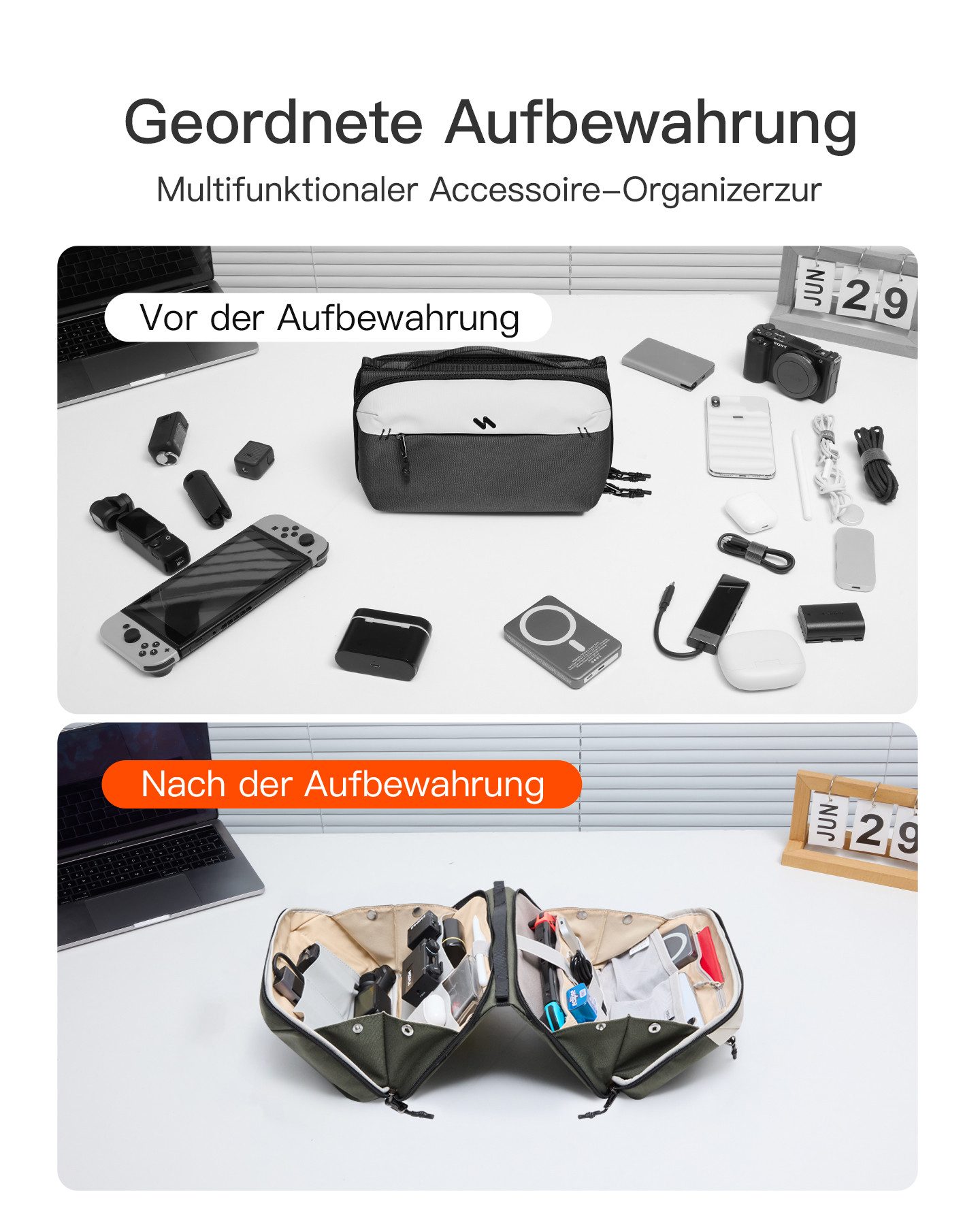 Inateck Taschenorganizer Multifunktionaler Kabeltasche Elektronik Organizer