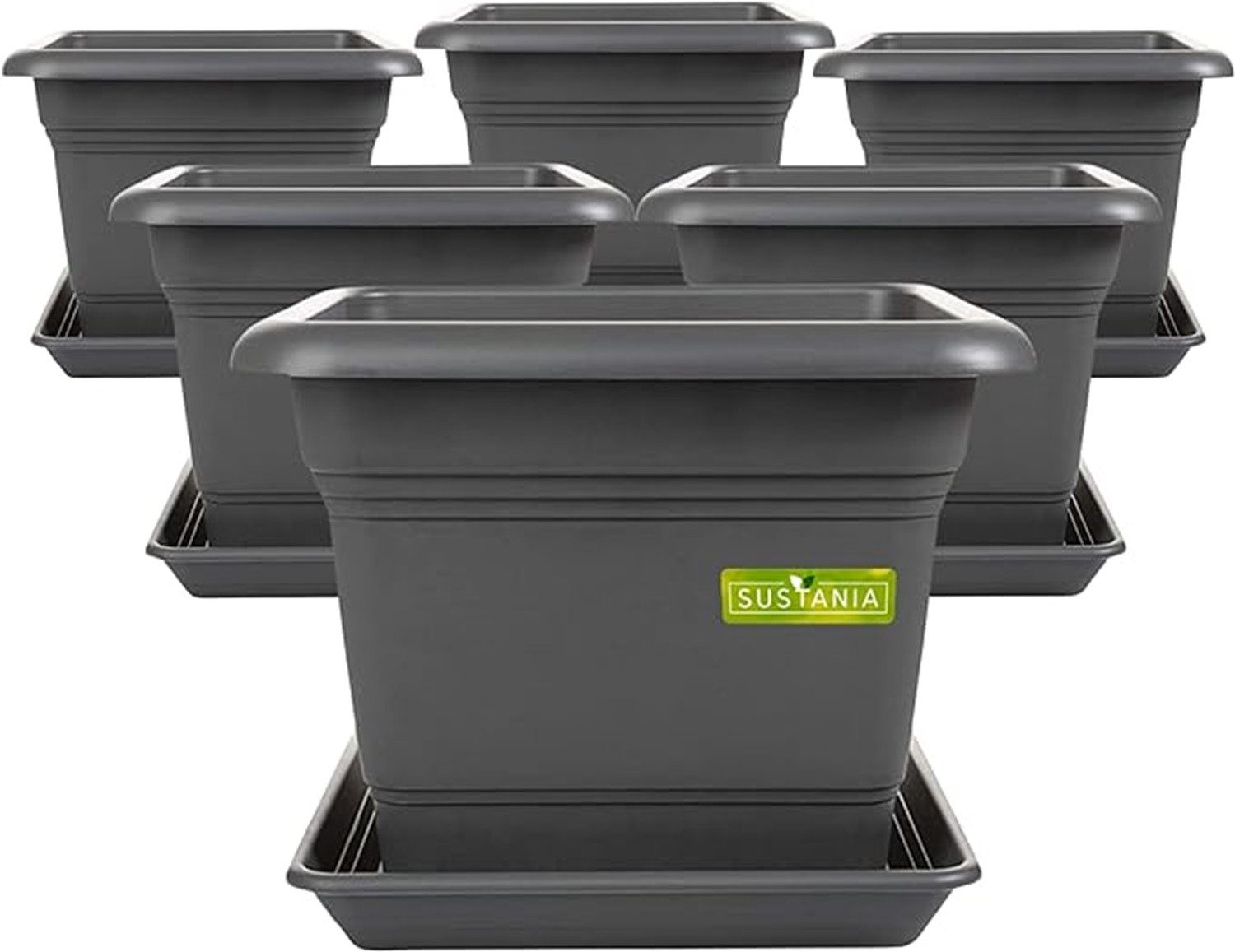 SUSTANIA Blumentopf Pflanzkübel mit Untersetzern (6er günstig online kaufen