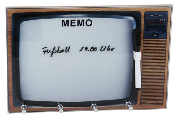 Spetebo Schlüsselkasten “Retro Schlüsselbrett TV – 21 cm – Glas Memoboard”