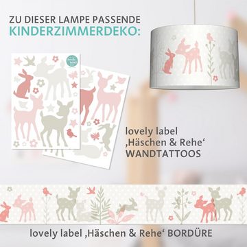 lovely label Pendelleuchte Häschen & Rehe apricot/grau/beige - Kinderzimmer Lampe Baby, Plug & Shine, LED wechselbar