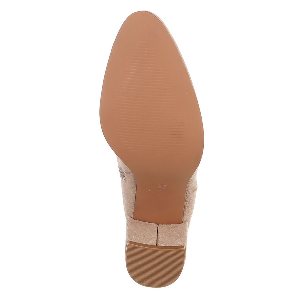 Ital-Design Damen Kniehochstiefel mit Blockabsatz, Schlupfform Stiefelette (92078810) Blockabsatz Stiefeletten in Hellbraun
