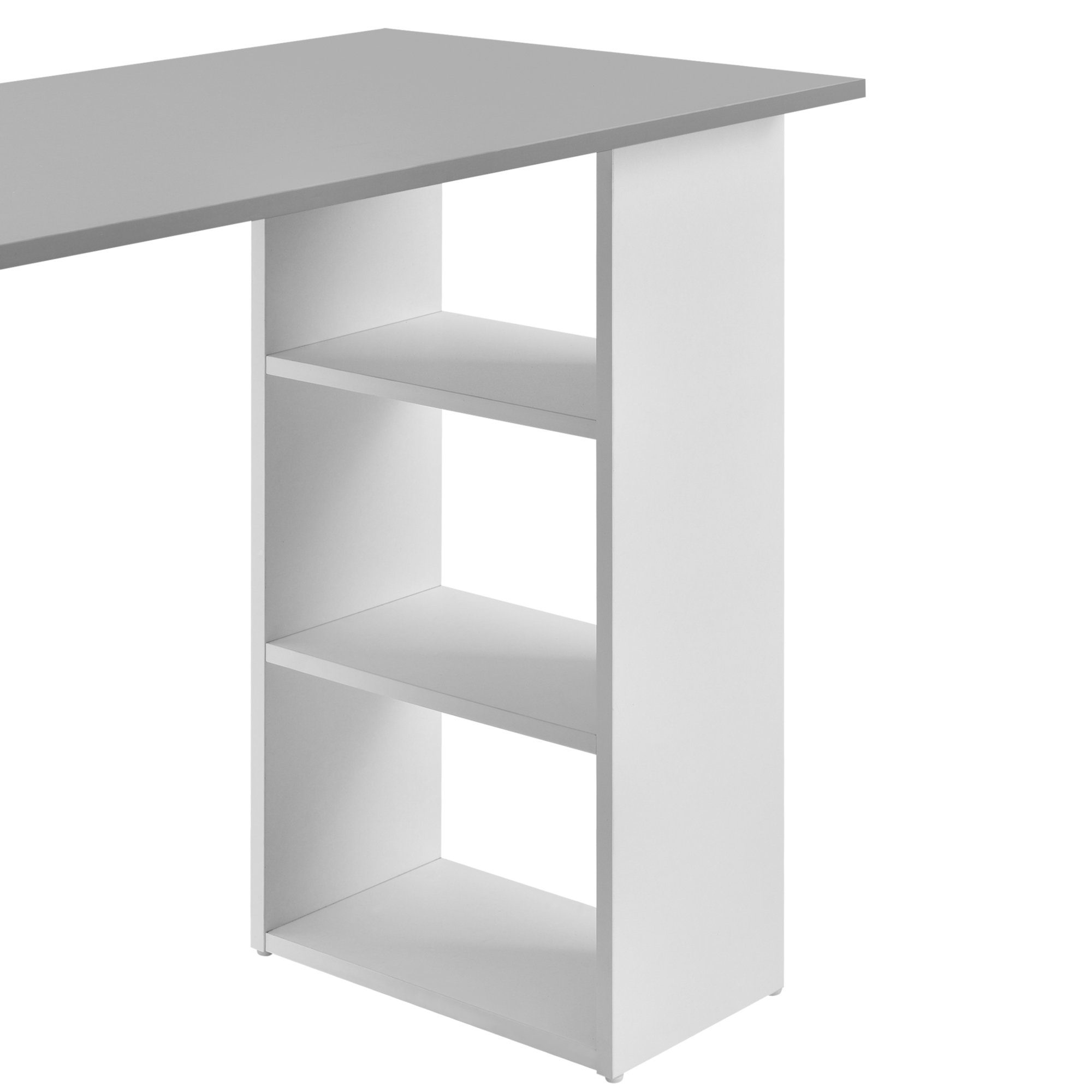 en.casa Schreibtisch, »Lemberg« Bürotisch mit Schubladen weiß/hellgrau