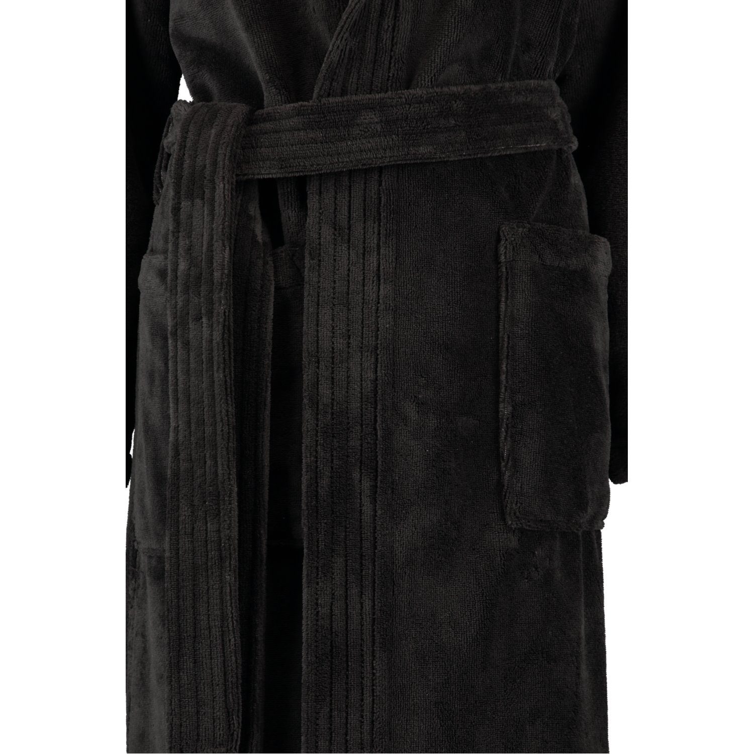 Cawö Damenbademantel Damen Velours Saunamantel, 120cm, Polyestermischung, Kapuze, Gürtel, Modisches Design