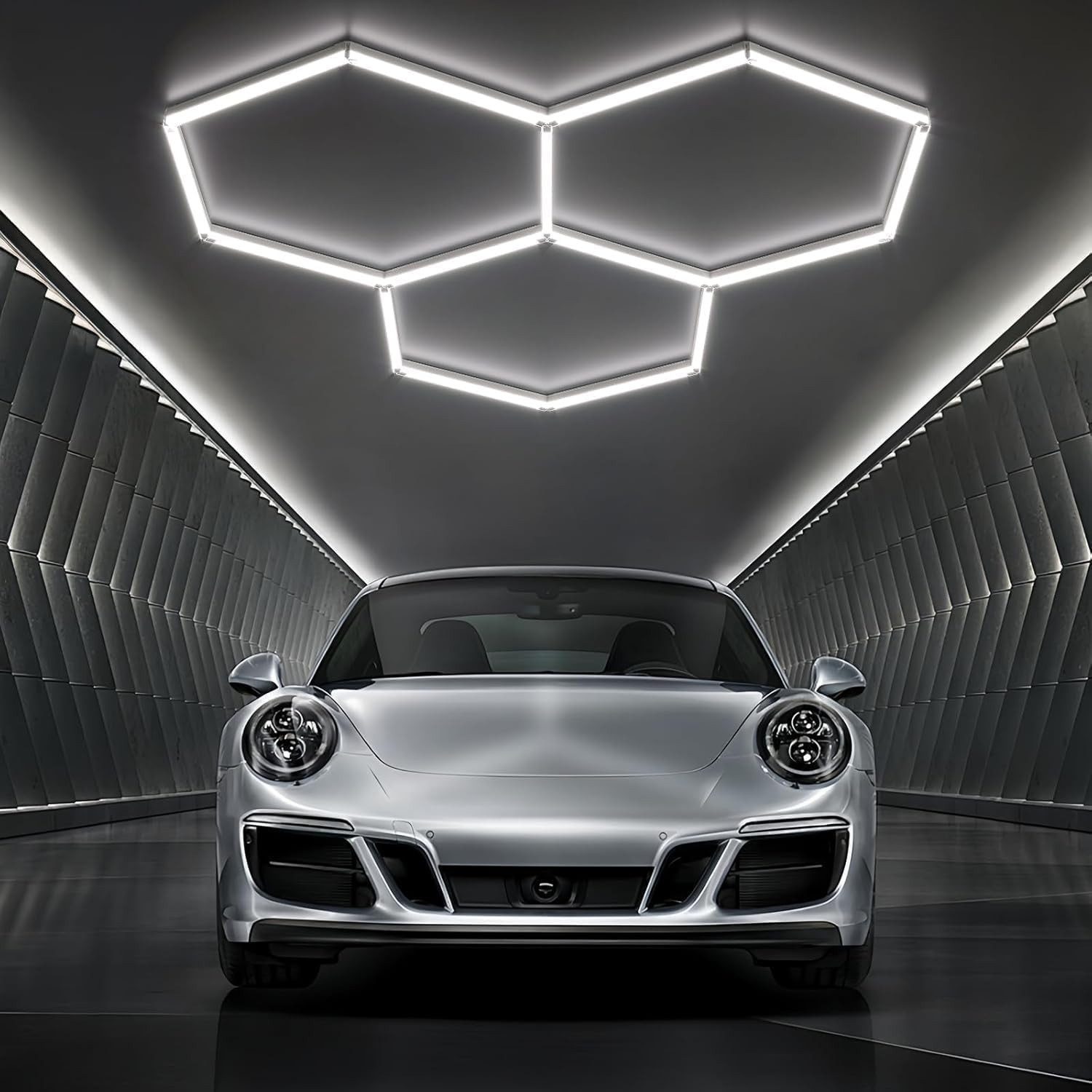 Athlix Deckenleuchten Hexagon Waben LED Licht mit Rahmen Garage Werkstatt, LED fest integriert, Tageslichtweiß, Vollständig isoliertes Gehäuse gegen Stromlecks