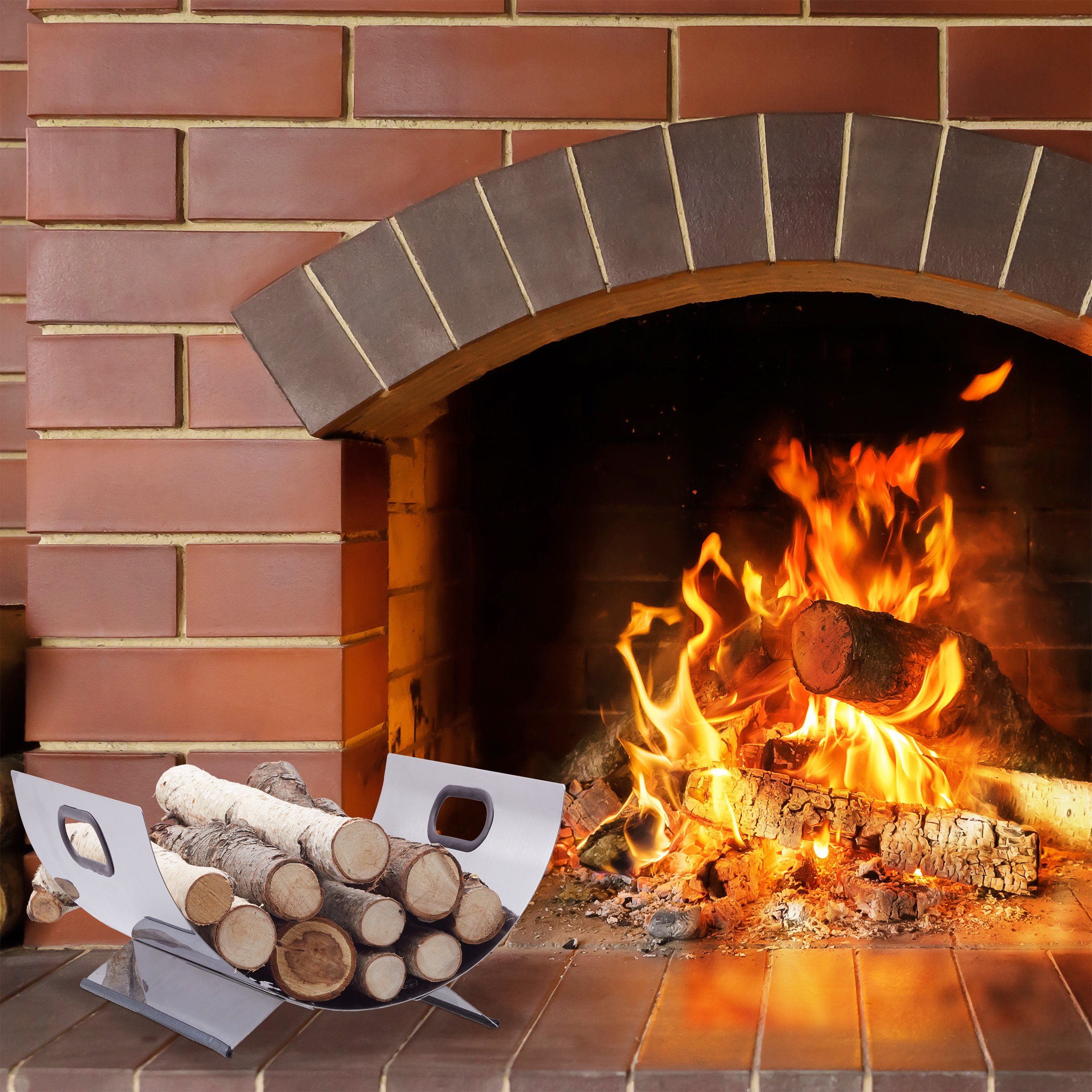 relaxdays Kaminholzkorb Edelstahl günstig online kaufen