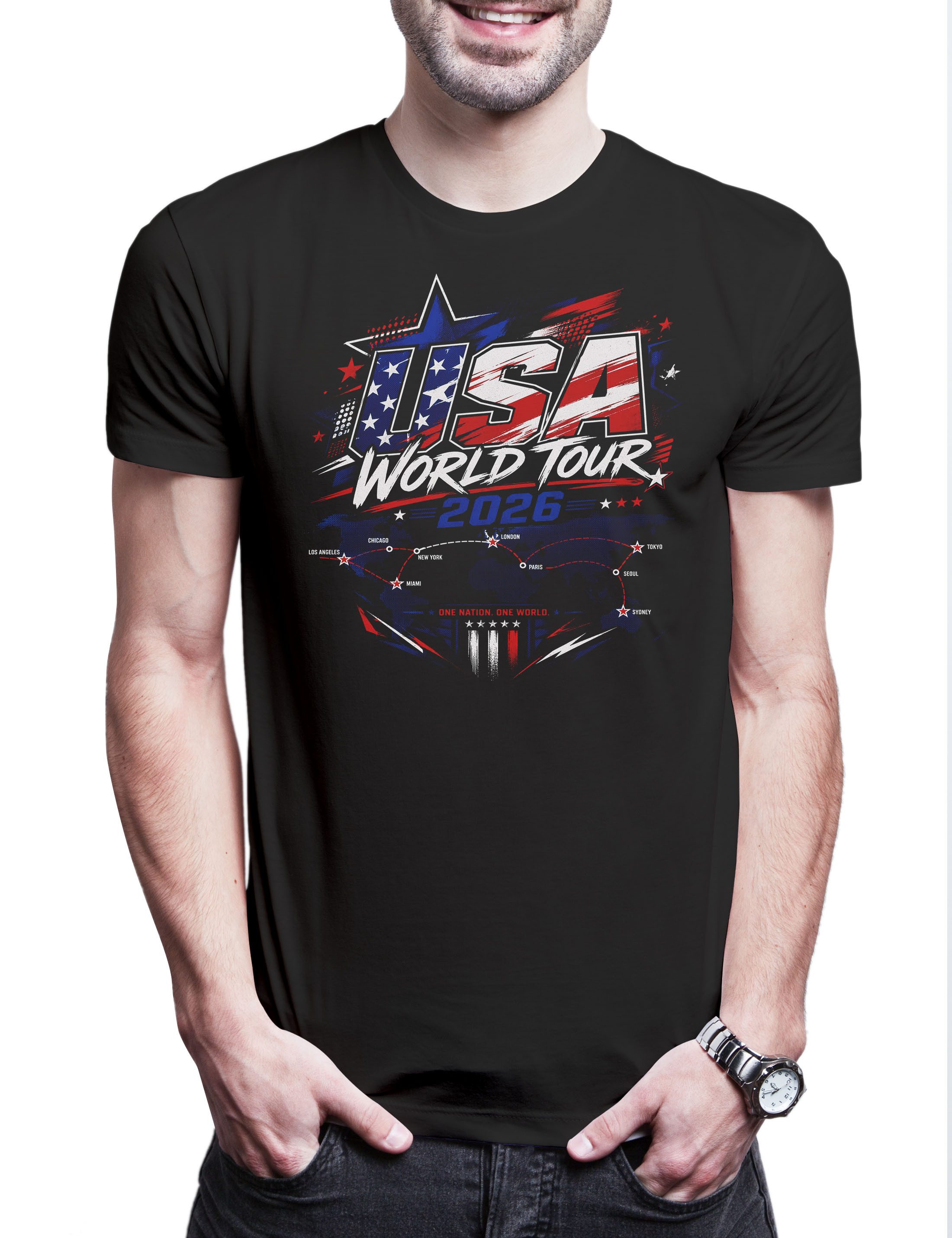 Urban Backwoods Print-Shirt Team USA 4 Herren T-Shirt America Stars Stripes Liberty Eagle Yankee (1-tlg) Red White Blue Fußball