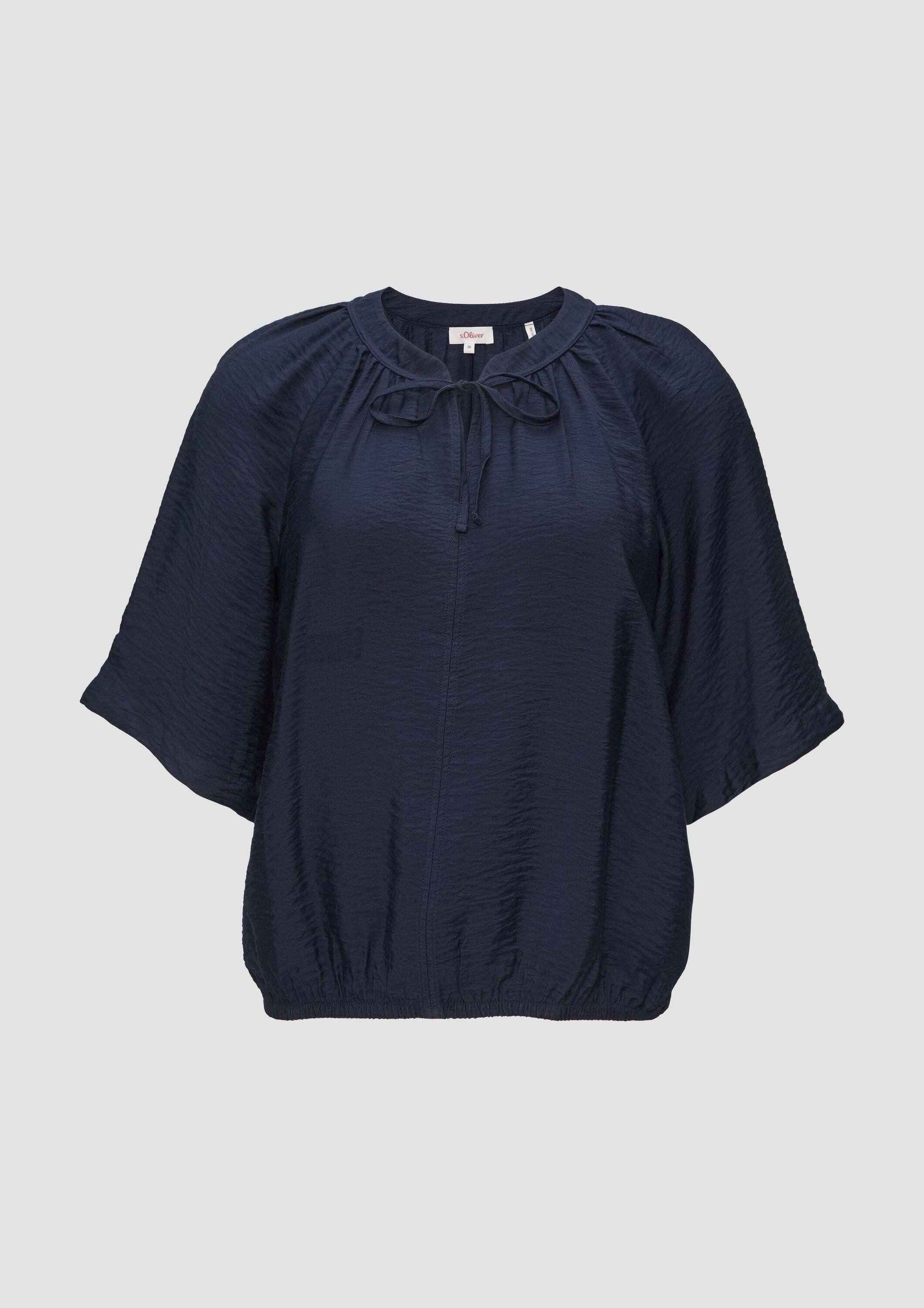 s.Oliver Kurzarmbluse Bluse Strukturierte Bluse im O-Shape mit Raffdetails