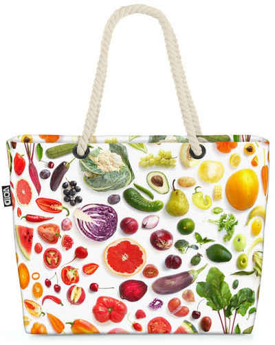 VOID Strandtasche (1-tlg), Obst und Gemüse Beach Bag Fruits Vegetables Obst Früchte Essen Vitamine Kochen