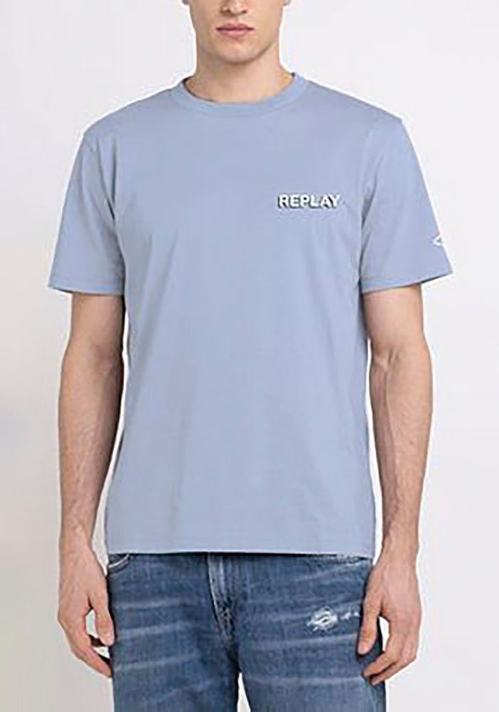 mit Replay T-Shirt bright periw Logoschriftzug