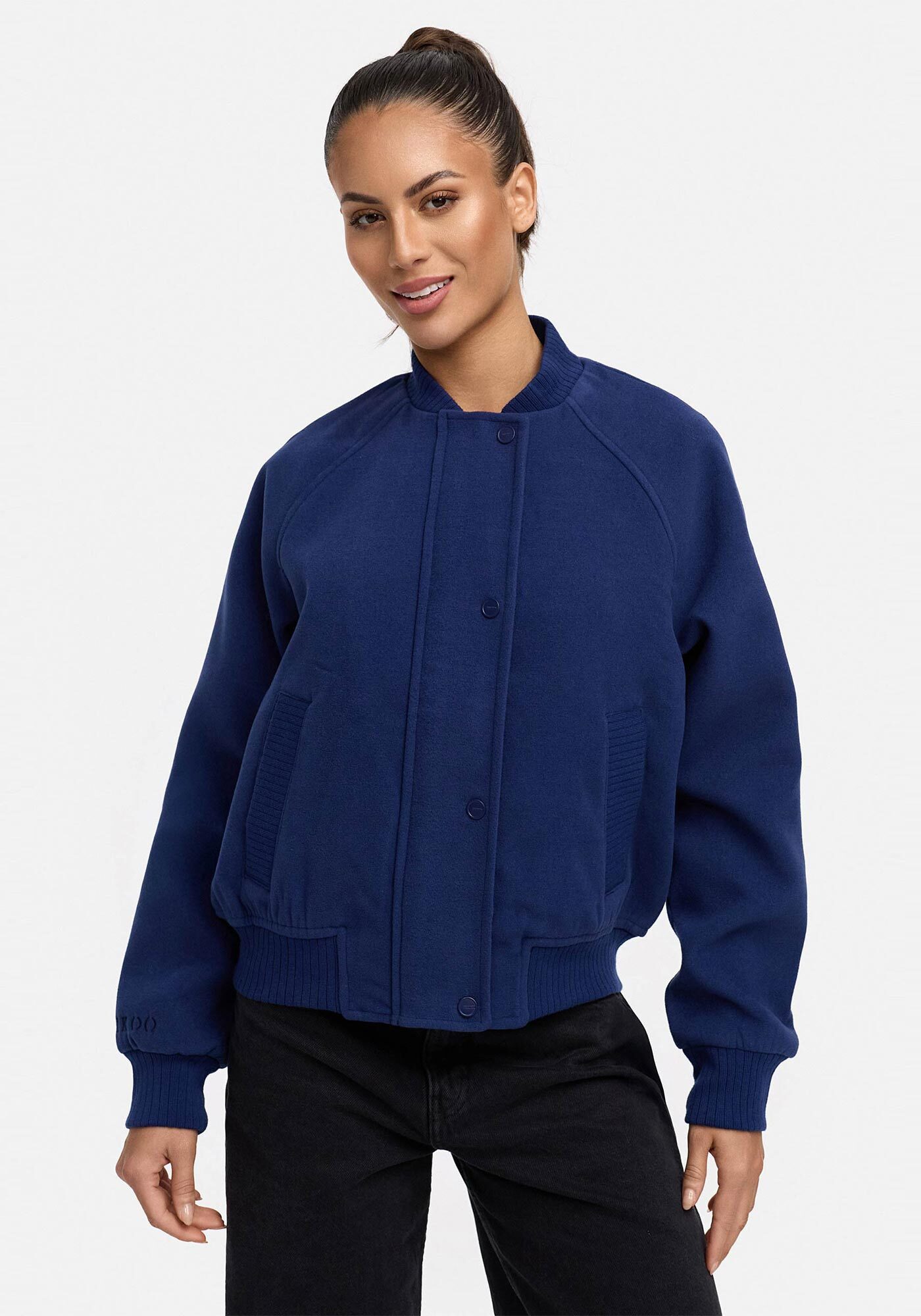 Marikoo Collegejacke Zunaa Modische Jacke im Collegejacken-Stil mit Rippbündchen und Raglanärmeln