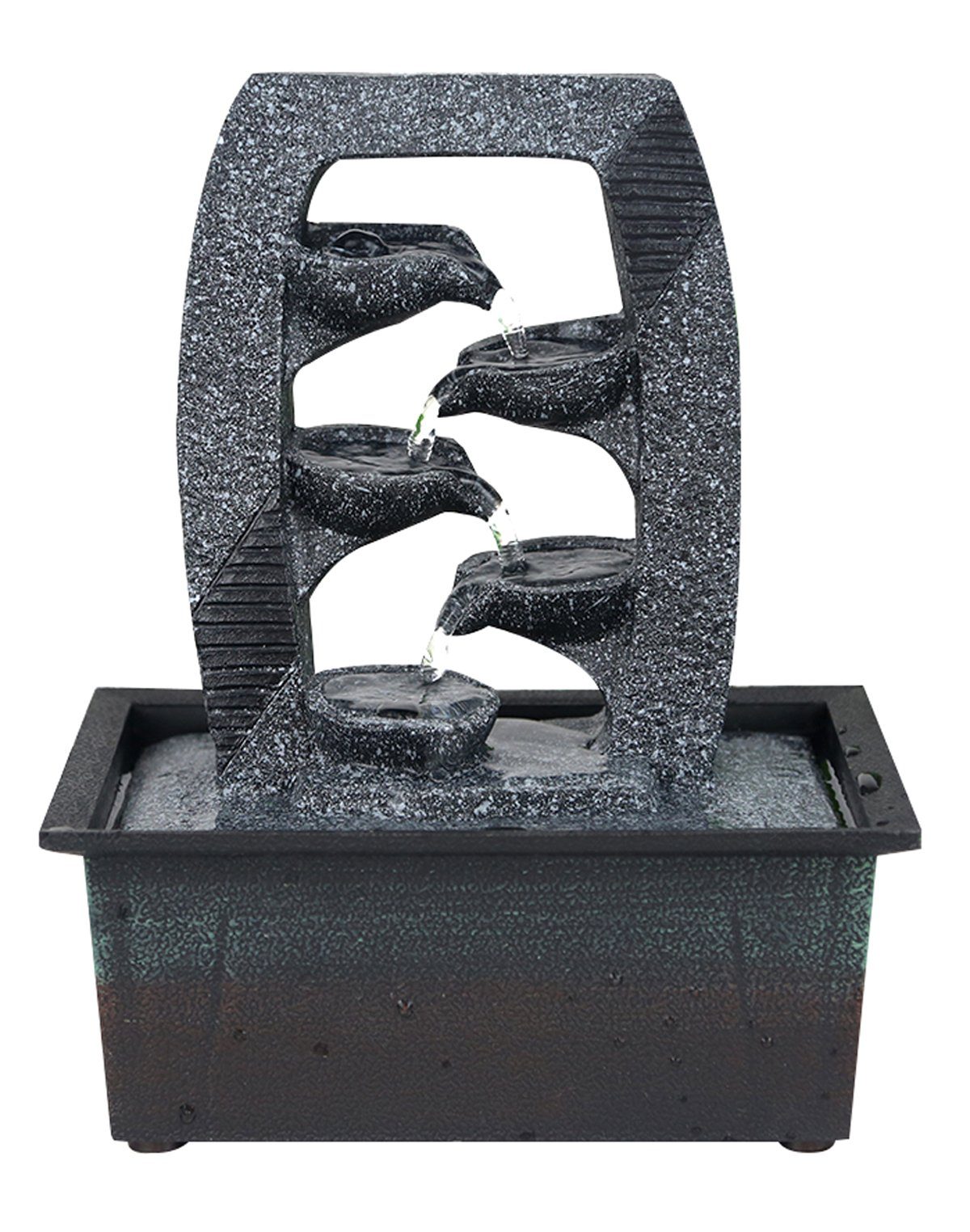 Wasserspiel Zimmerbrunnen mit Pumpe und LED Beleuchtung H27cm Modell 1