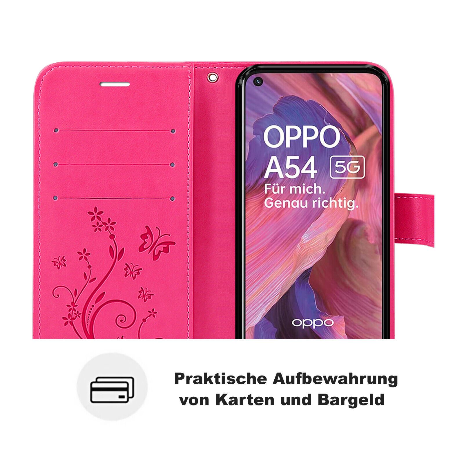 betterfon Handyhülle Handytasche für Oppo A54 5G / A74 5G Klapphülle Klapphülle, Bookstyle-Hülle: Magnetverschluss 3 Kartenfächer & Standfunktion