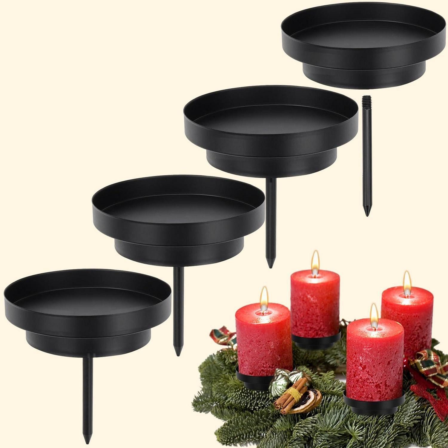 LuxusKollektion Adventsleuchter Adventskranz Kerzenhalter Metall Schwarz 2in1 (4 St)