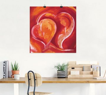 Artland Wandbild Abstrakte Herzen - Rot, Herzbilder (1 St), als Leinwandbild, Poster in verschied. Größen