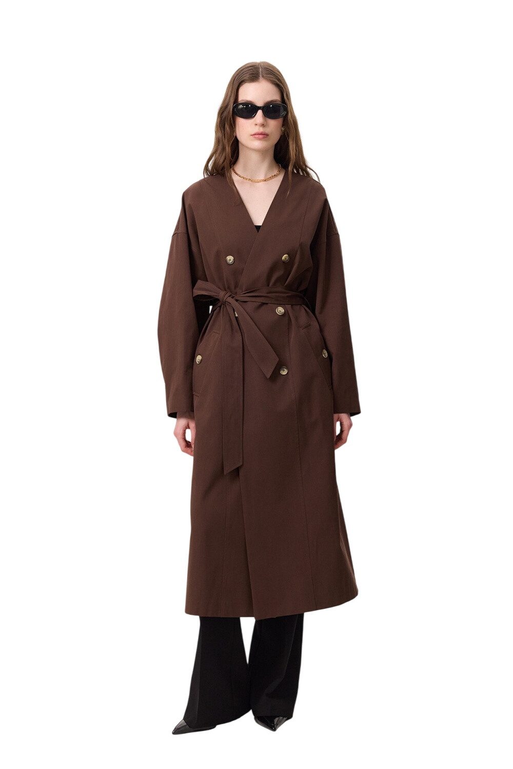 MANUKA Trenchcoat CREME-TRENCH-COAT MIT SCHAL-DETAIL-DESIGN.