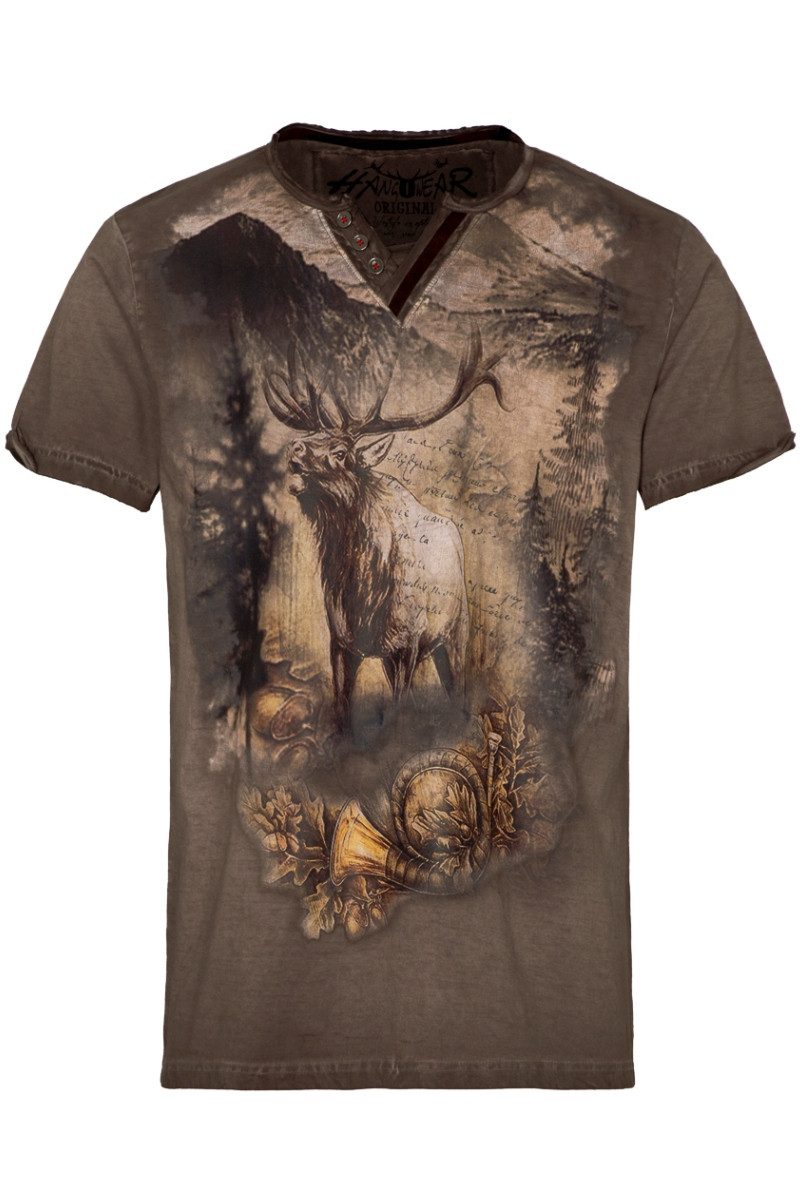 Hangowear Trachtenshirt Trachtenshirt Herren - DIETRICH - braun