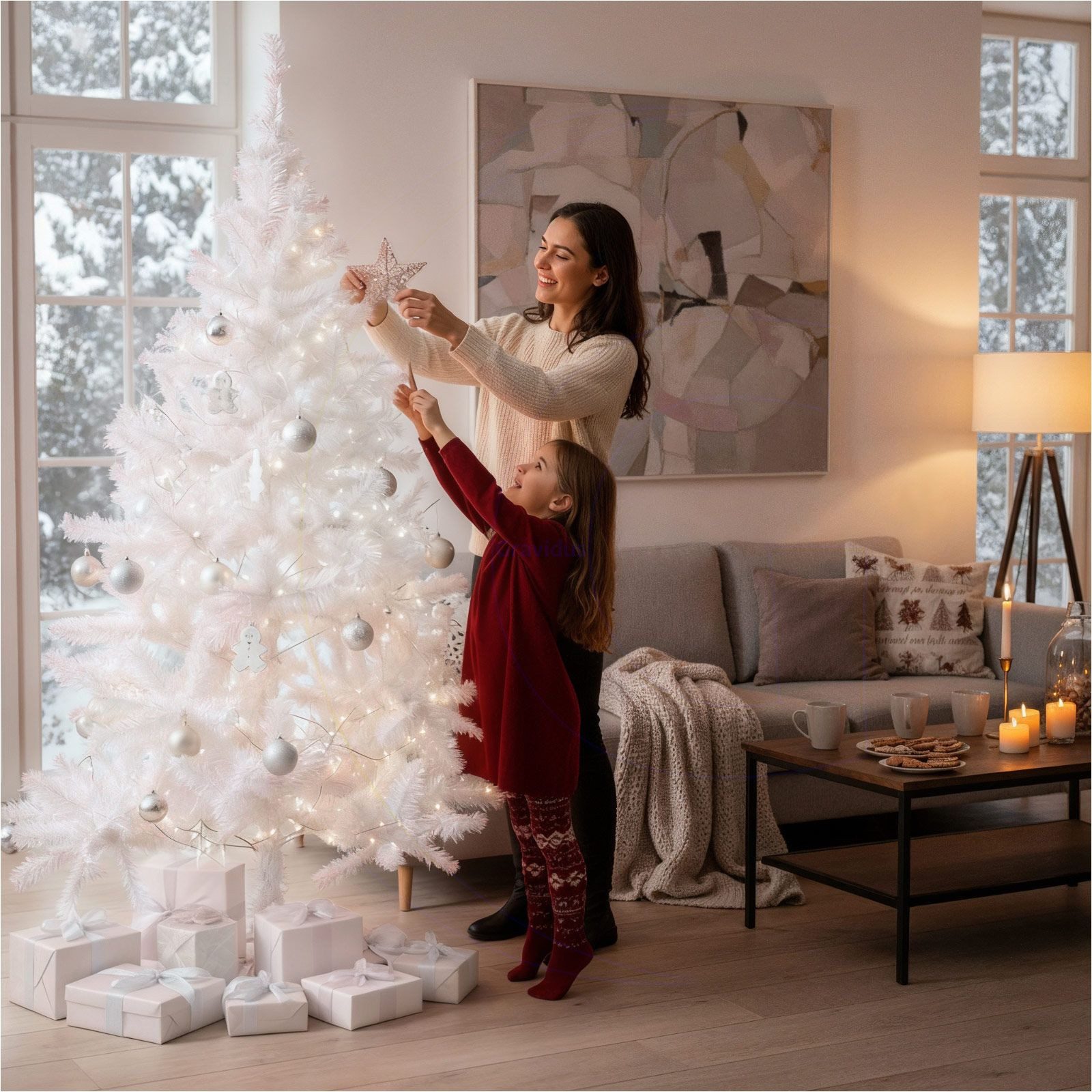 Gravidus Künstlicher Weihnachtsbaum Weißer Weihnachtsbaum 180 cm künstlicher Tannenbaum 600 Zweigen