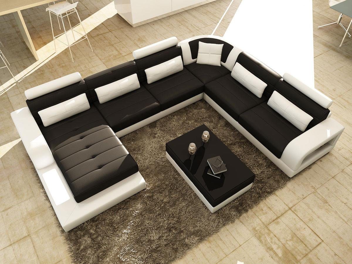 Made Ecksofa in Couch Europe Polster, Sofa Sitz Ledersofa Ecksofa Schwarz/Weiß JVmoebel Design Braunes