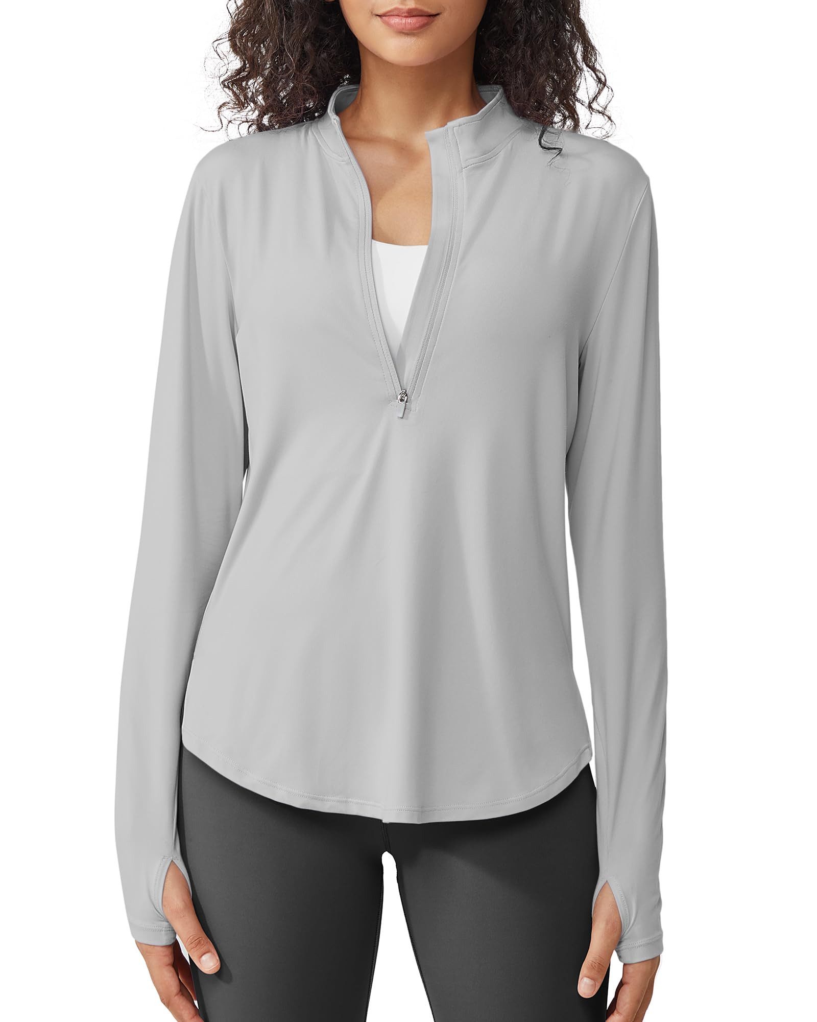 G4Free Trainingsshirt Damen Langarmshirts Sonnenschutz mit halber Reißversc günstig online kaufen