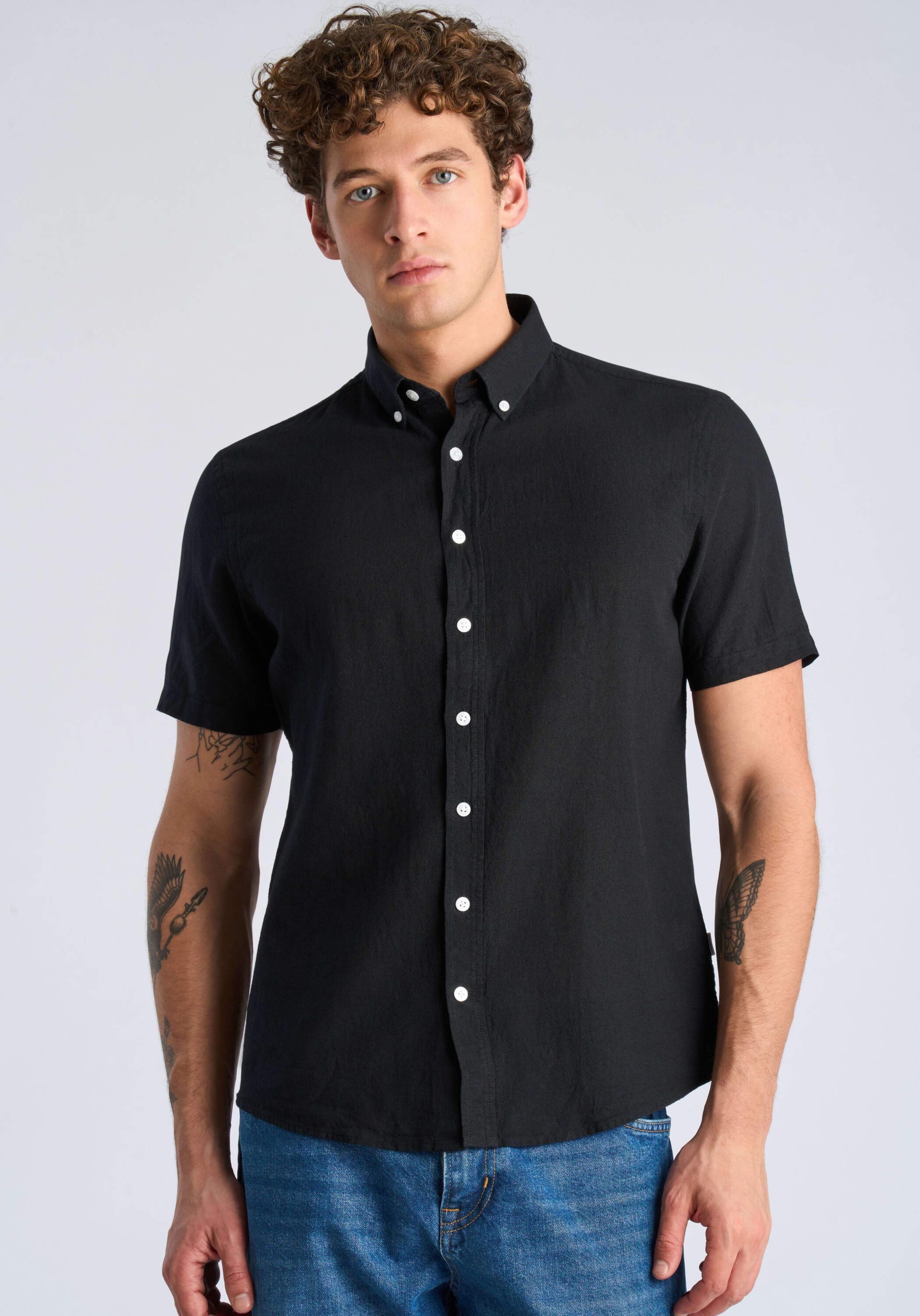 LINDBERGH Leinenhemd Leinenhemd (Kurzarm) Relaxed Fit