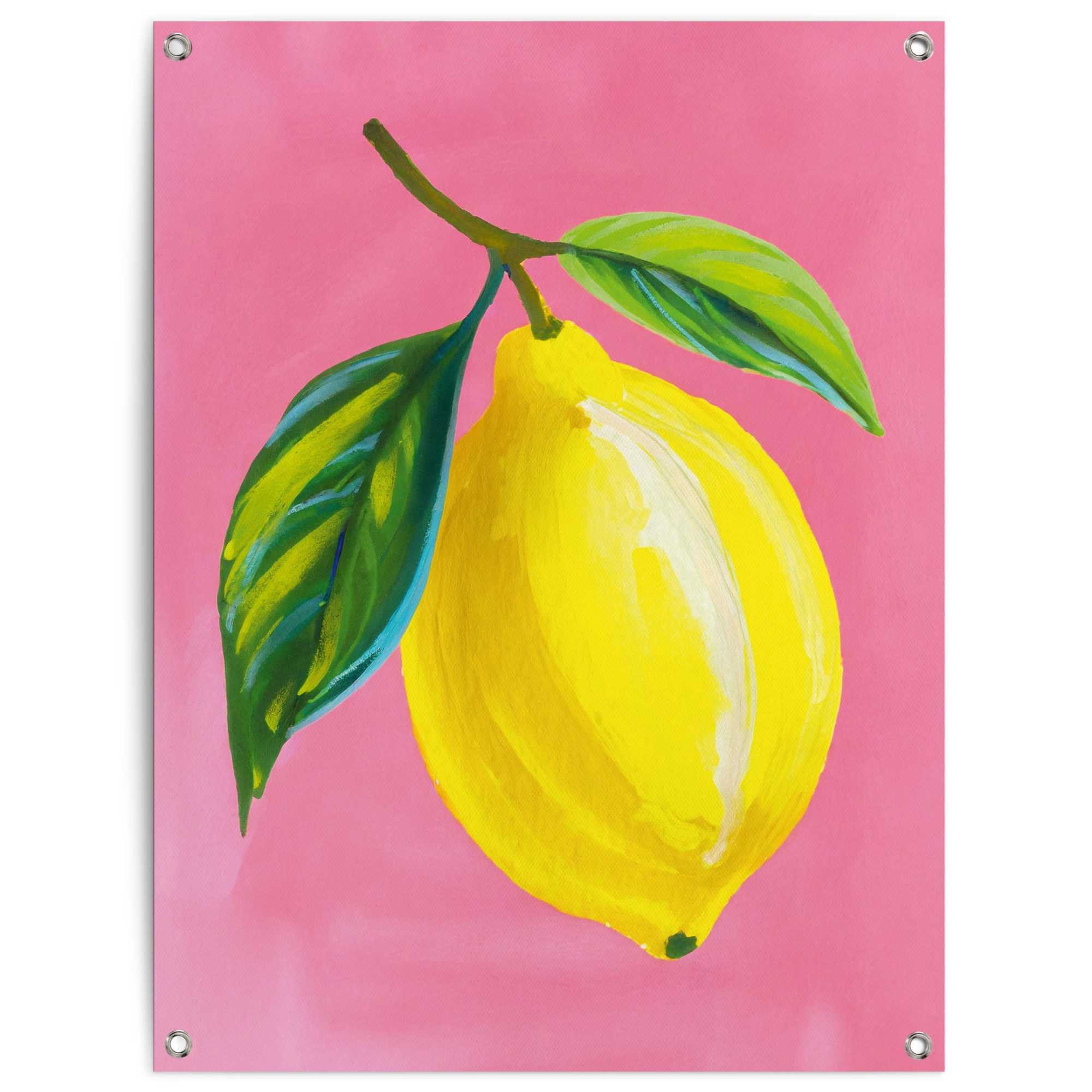 Reinders! Плакат Lemon on Pink, Garten - Zitrone - Gelb - Leinwand - Essen und Trinken - 60x80 cm