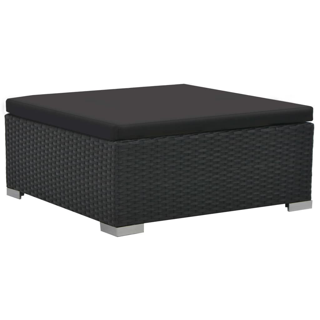 Schwarz, Poly vidaXL mit Gartenlounge-Set (6-tlg) Auflagen Garten-Lounge-Set Rattan 6-tlg.